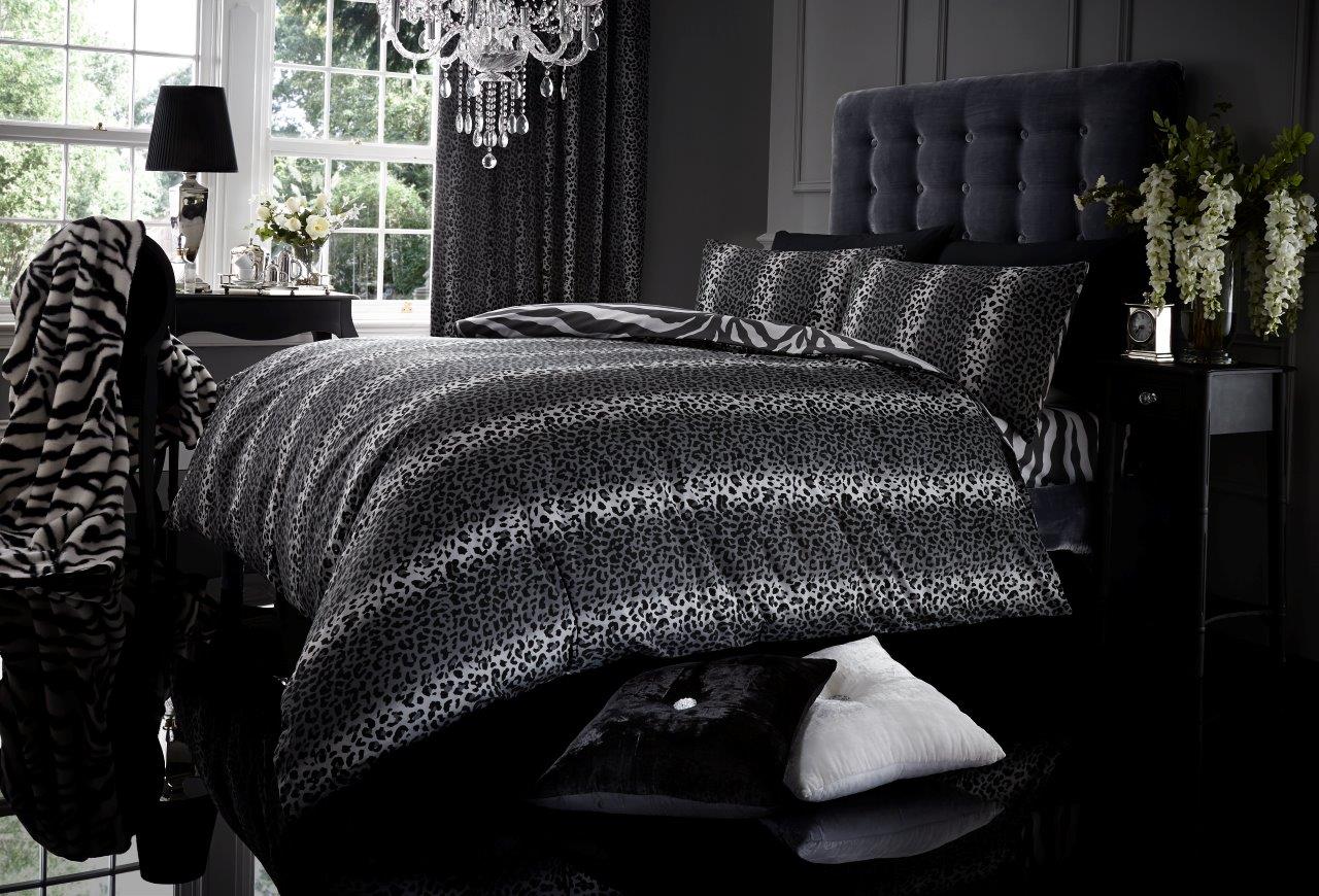 Leopard Modern Printed Duvet Set Grey